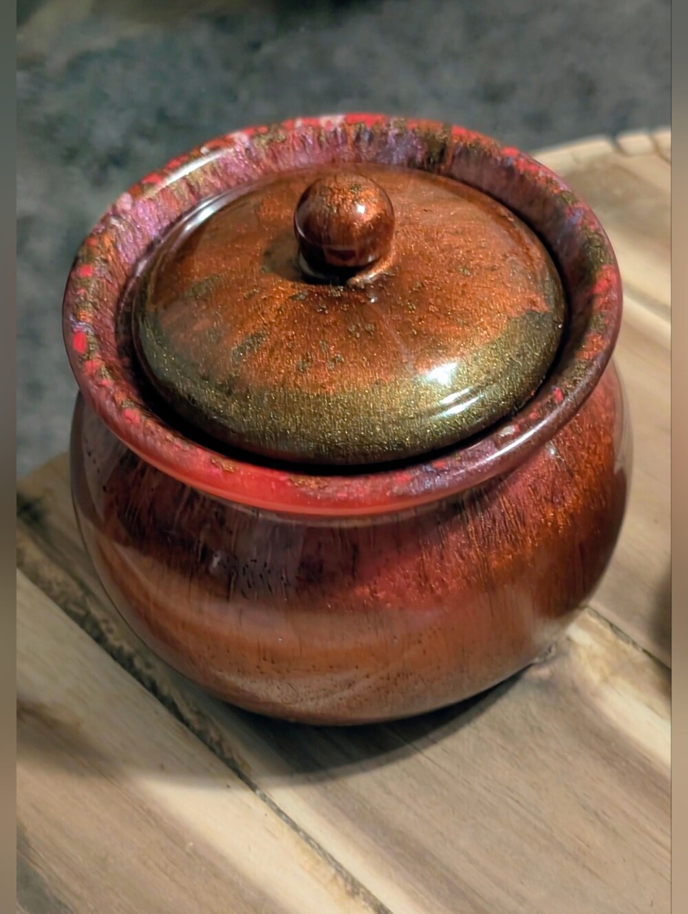 Handcrafted Multi Color Epoxy Resin Trinket Dish With Lid